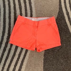 Adorable neon orange/coral JCrew chino shorts 00